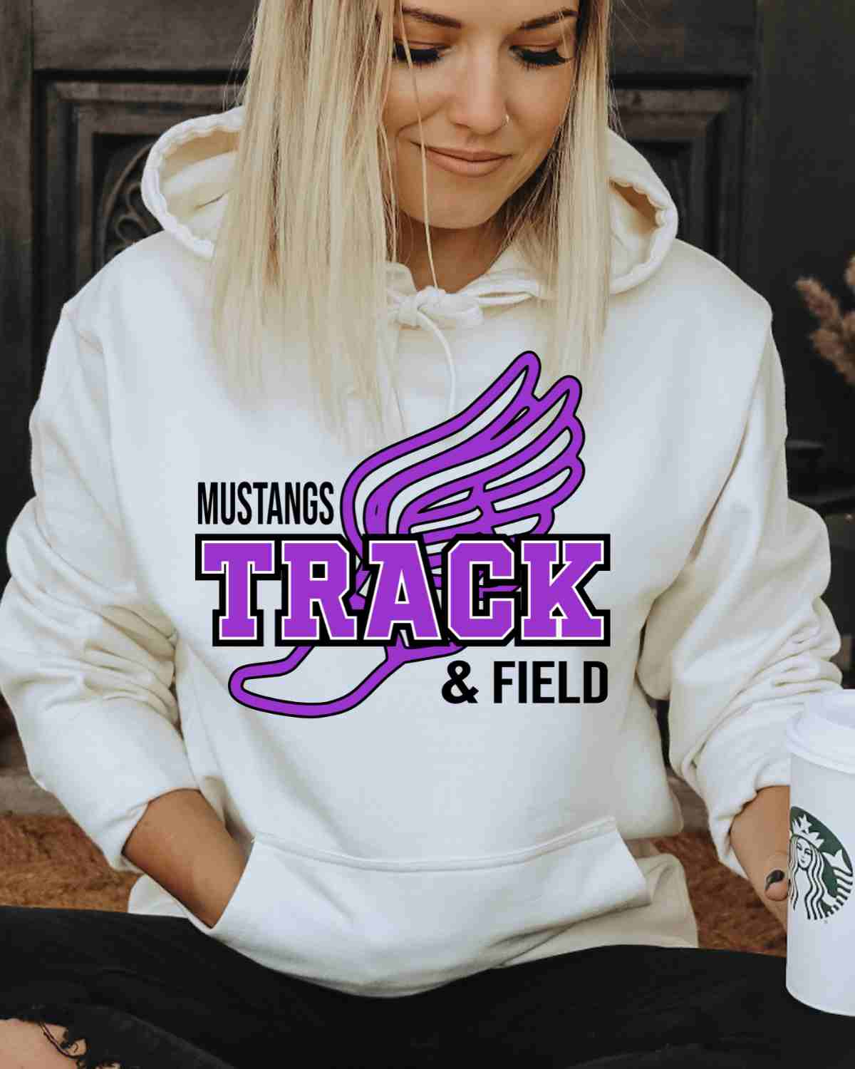 Mustangs Track & Field Winged Shoe DTF Transfer - Rustic Grace Heat Transfer Company