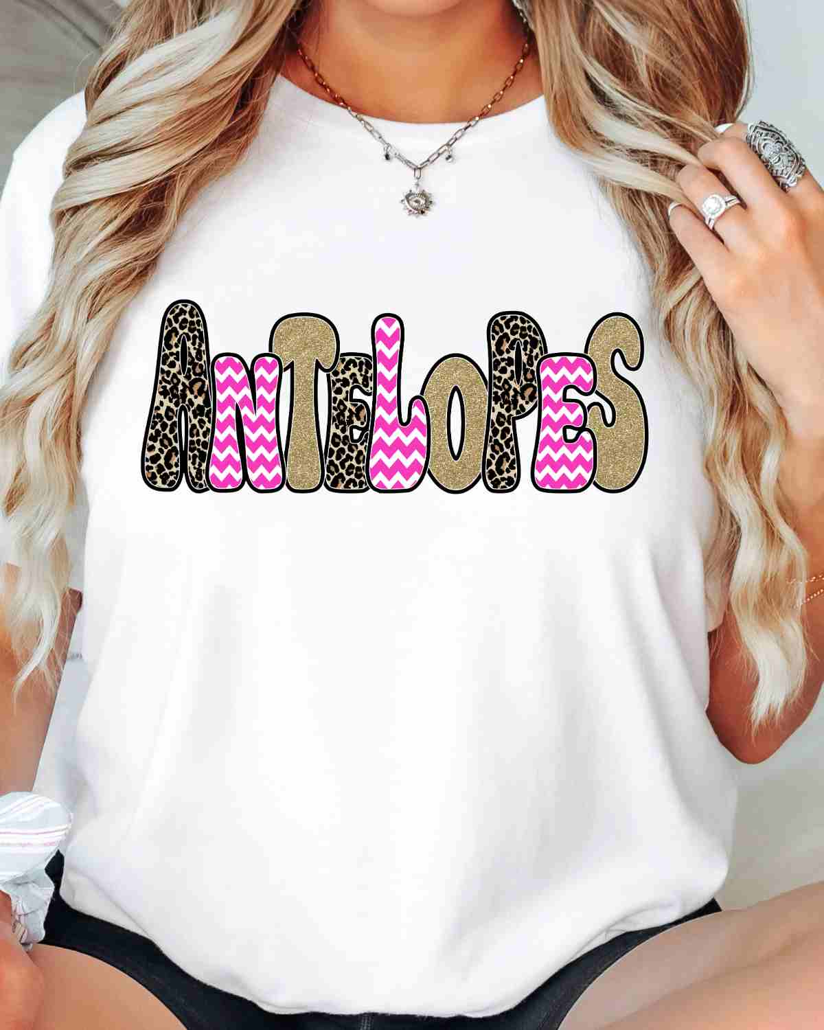 Antelopes Leopard Pink Chevron Word DTF Transfer