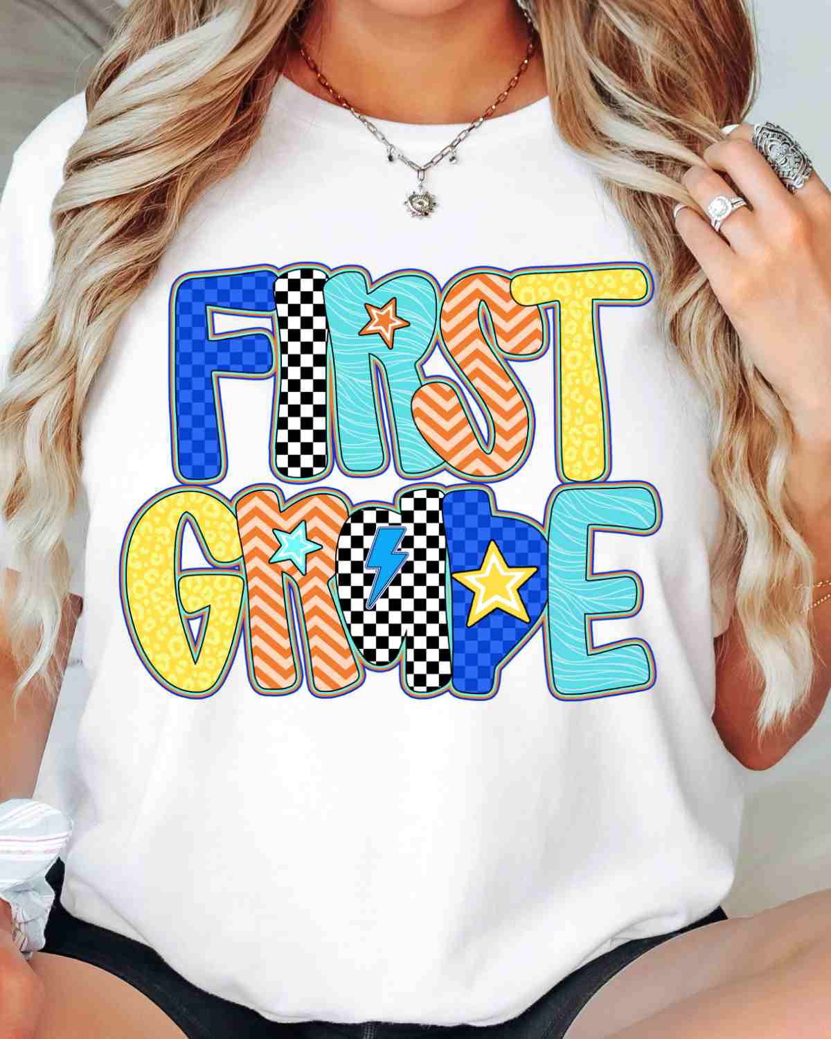 Grade Checkered Print Letters Boy DTF Transfer