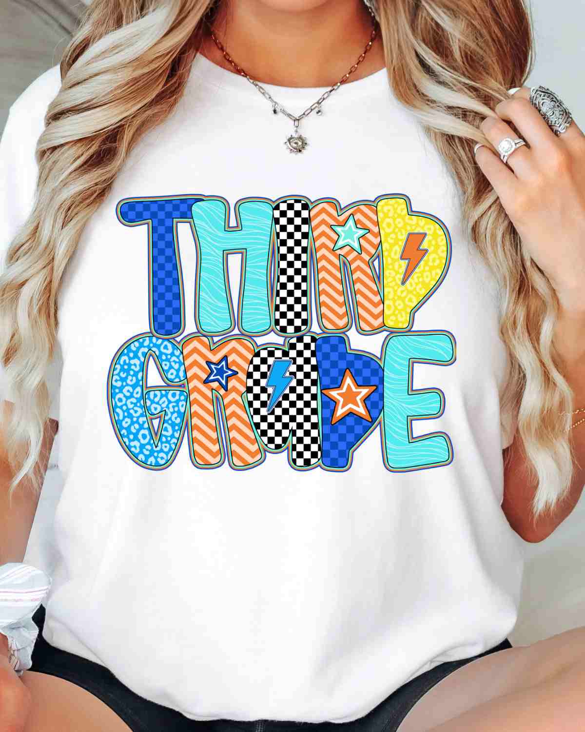Grade Checkered Print Letters Boy DTF Transfer