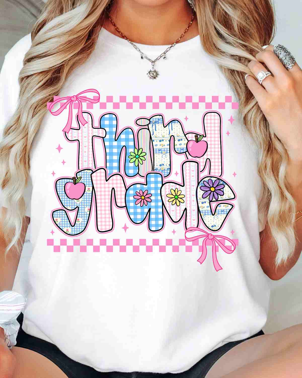 Grade Pink Checkered Coquette Bows DTF Transfer