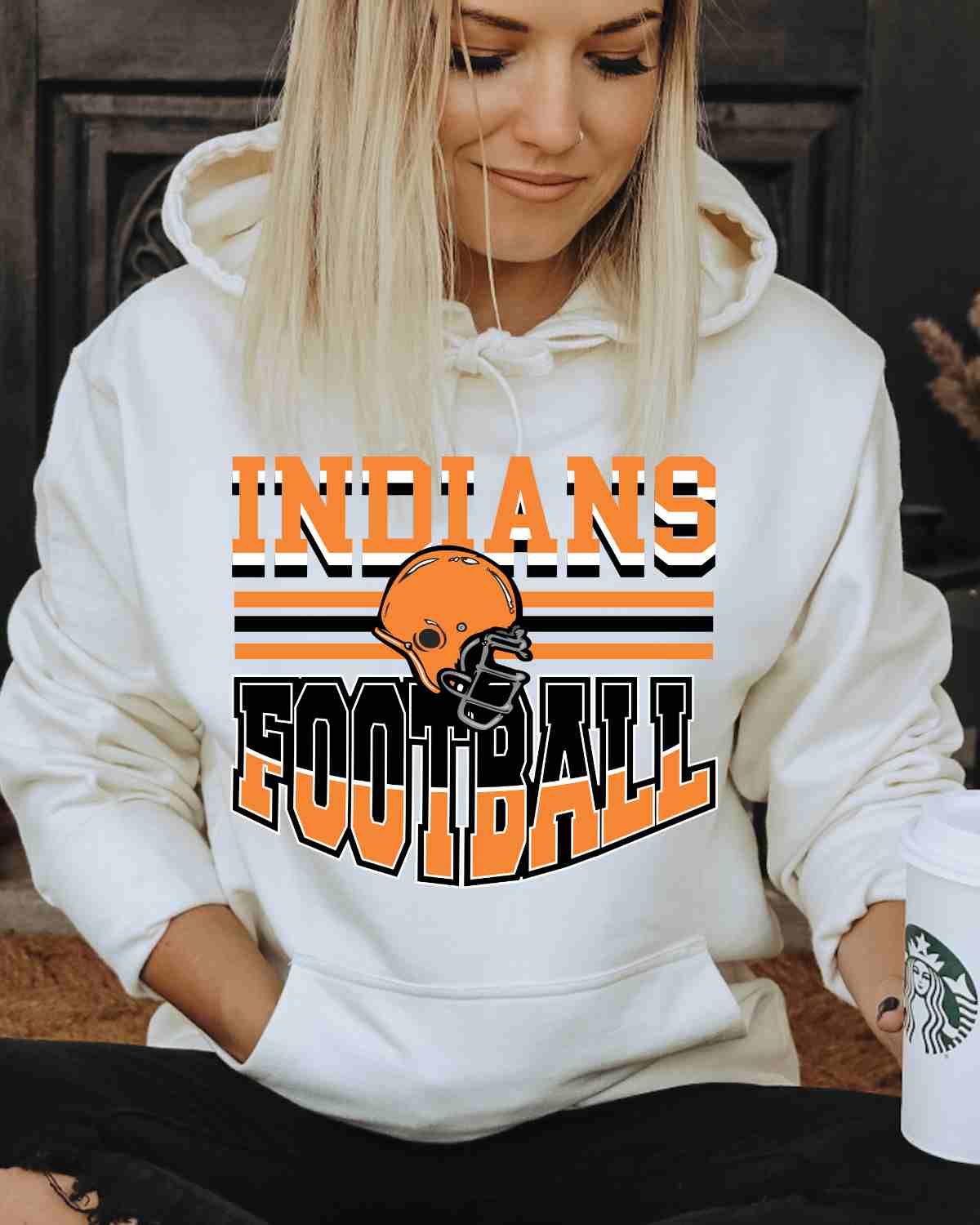 Indians Football Helmet in Middle DTF Transfer