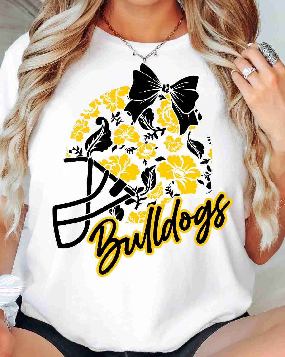 Bulldogs Floral Football Helmet DTF Transfer
