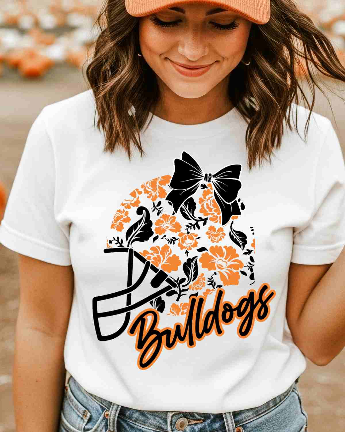 Bulldogs Floral Football Helmet DTF Transfer