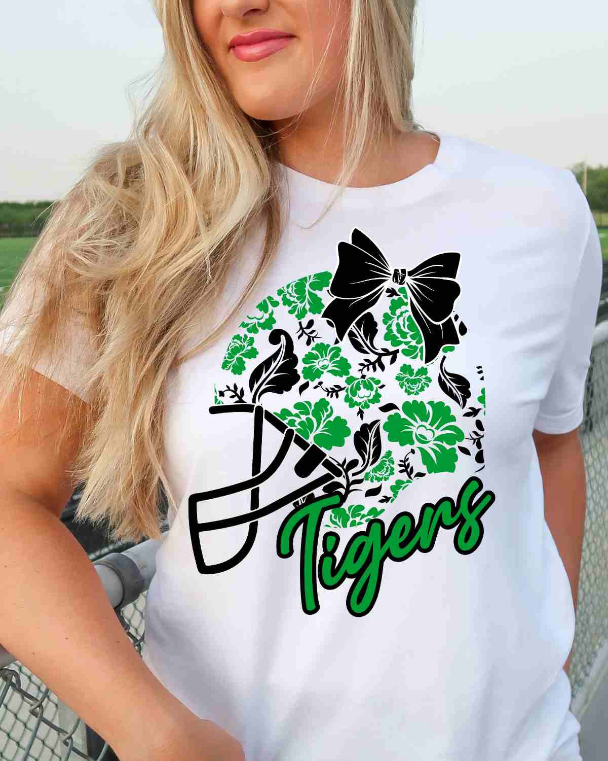 Tigers Floral Football Helmet DTF Transfer