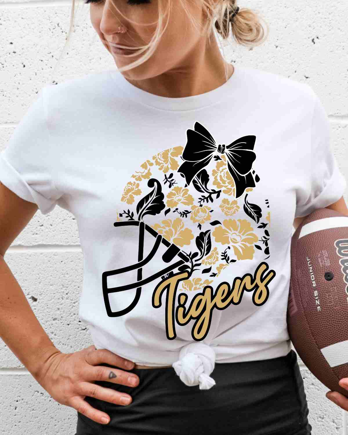 Tigers Floral Football Helmet DTF Transfer