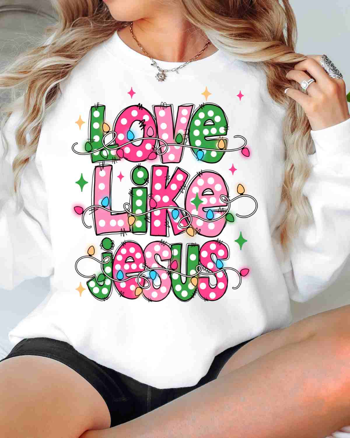 Love Like Jesus Lights DTF Transfer