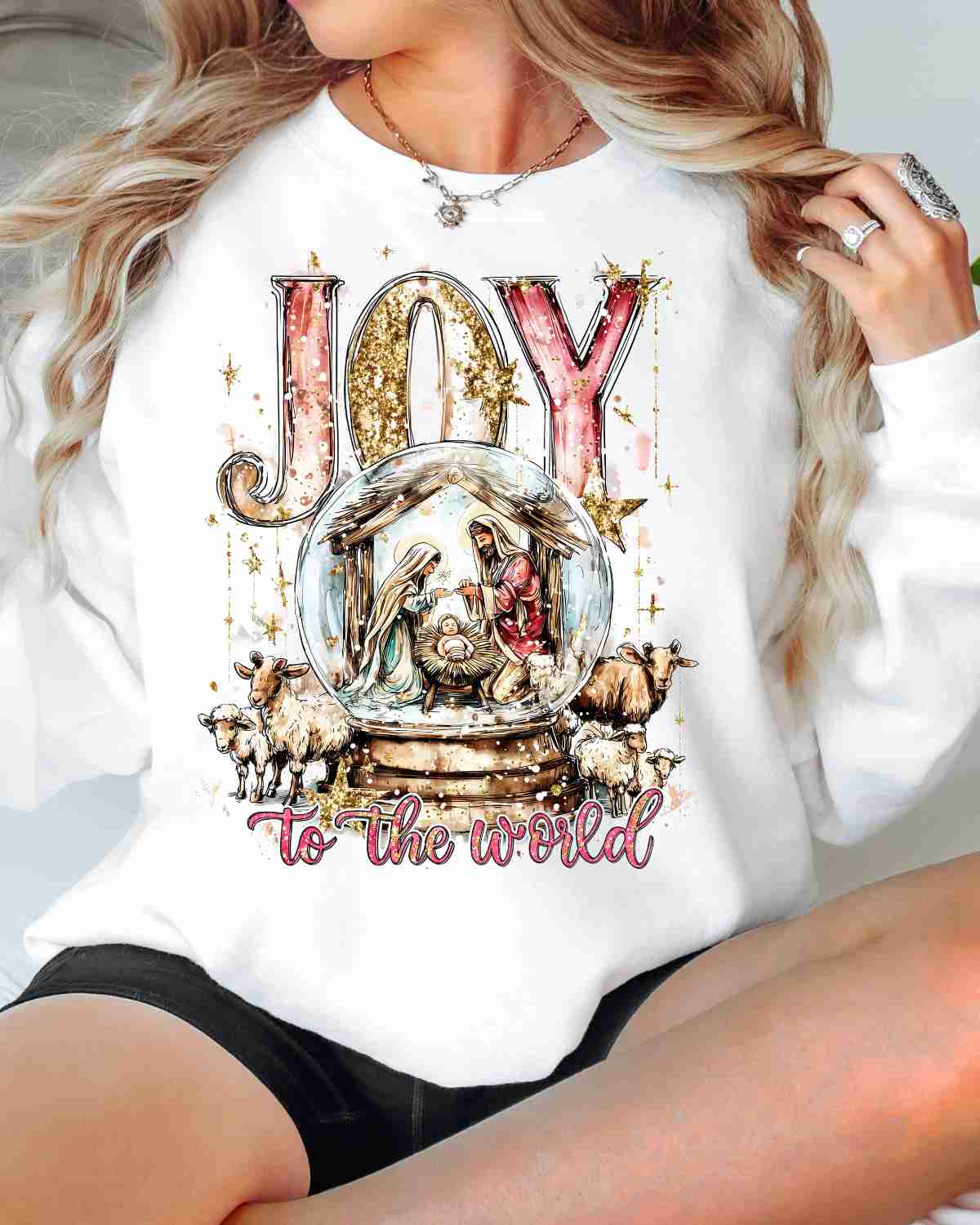 Joy to the World Globe DTF Transfer