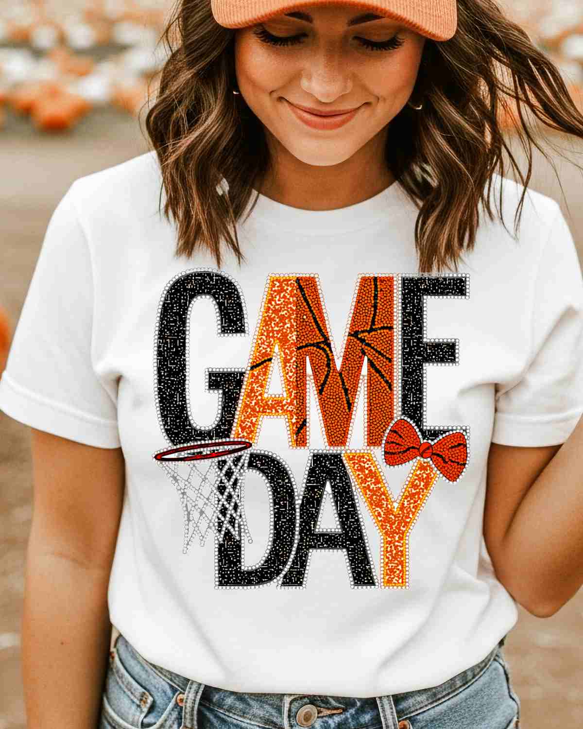 Game Day Basketball Beads Bow DTF Transfer