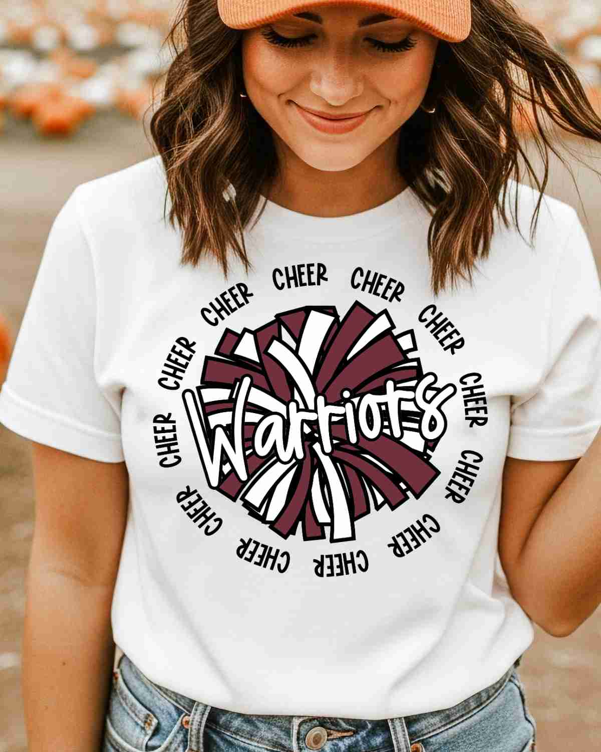 Warriors Cheer Pom Circle DTF Transfer - Rustic Grace Heat Transfer Company