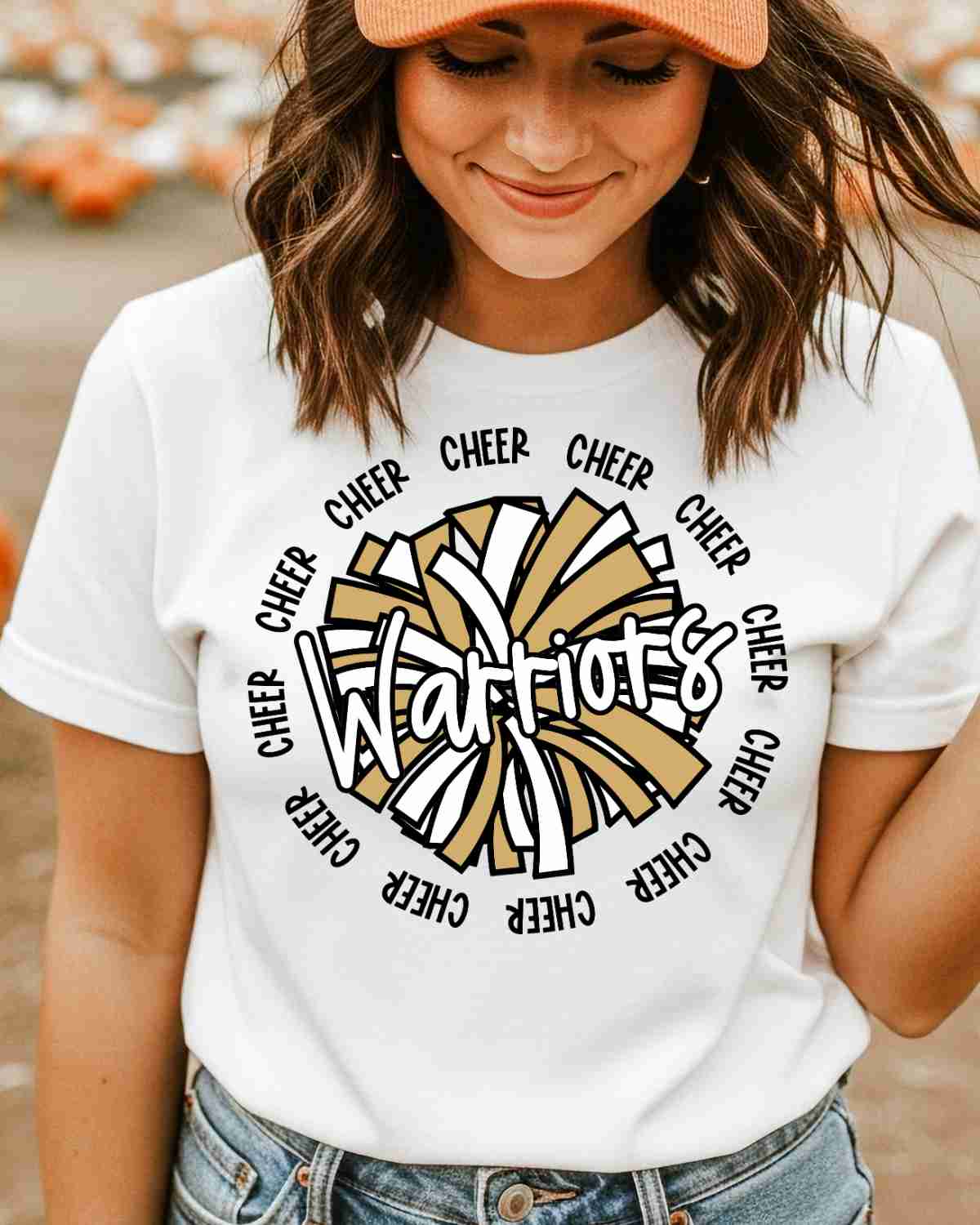 Warriors Cheer Pom Circle DTF Transfer - Rustic Grace Heat Transfer Company