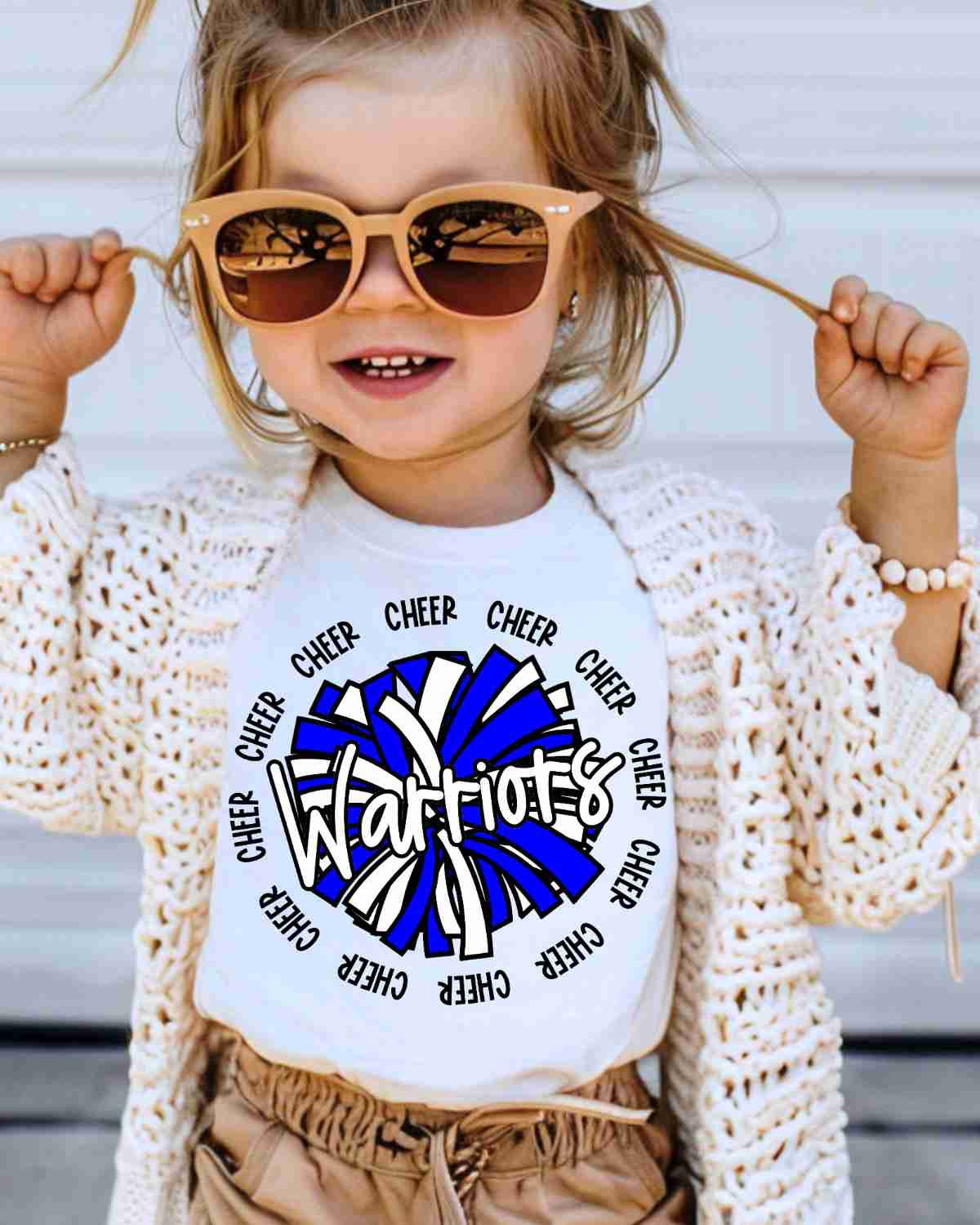 Warriors Cheer Pom Circle DTF Transfer - Rustic Grace Heat Transfer Company