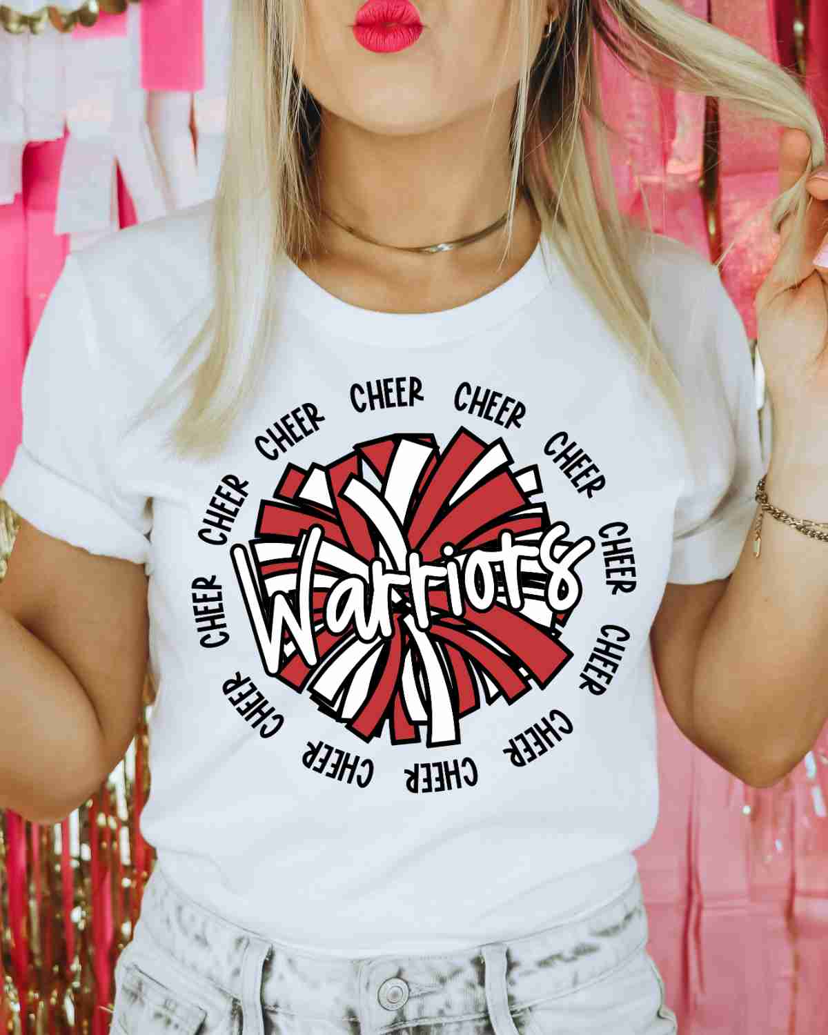 Warriors Cheer Pom Circle DTF Transfer - Rustic Grace Heat Transfer Company