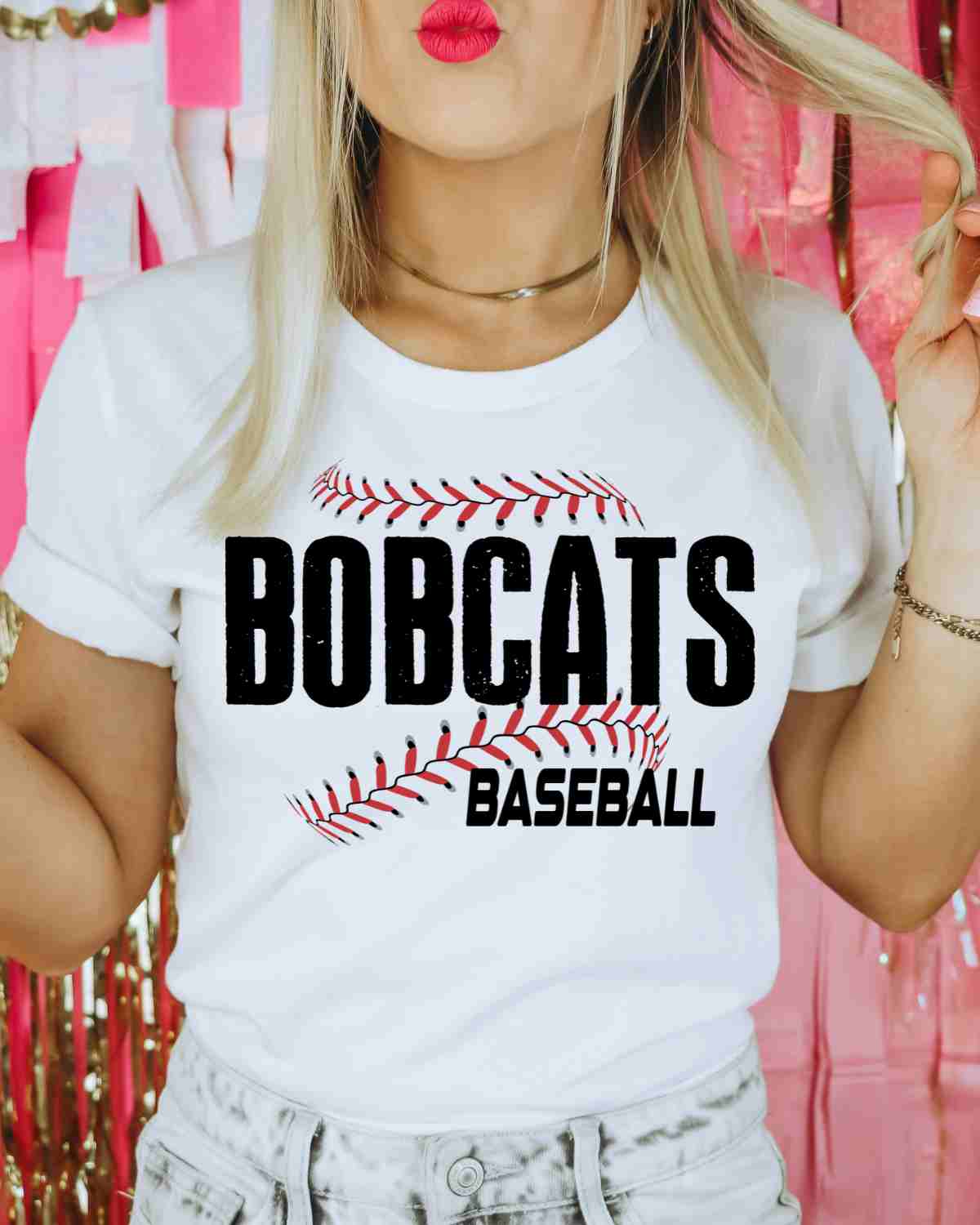 Bobcats Baseball Laces DTF Transfer - Rustic Grace Heat Transfer Company
