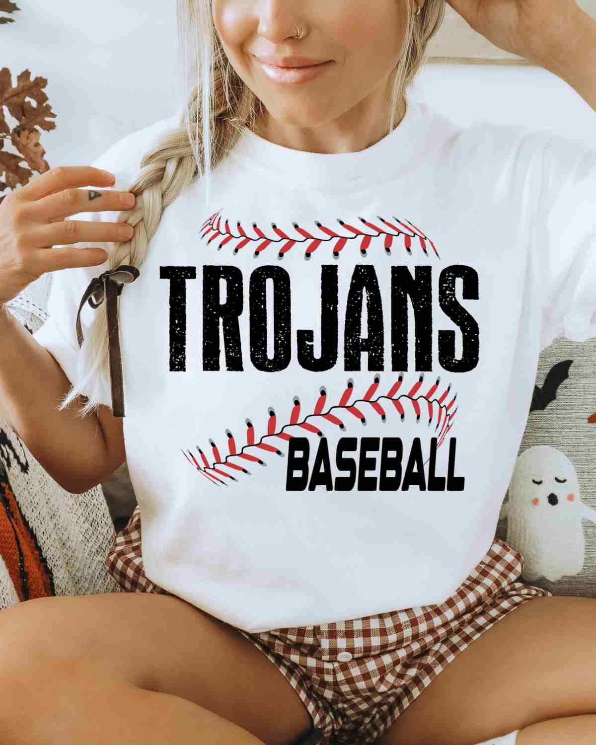 Trojans Baseball Laces DTF Transfer - Rustic Grace Heat Transfer Company