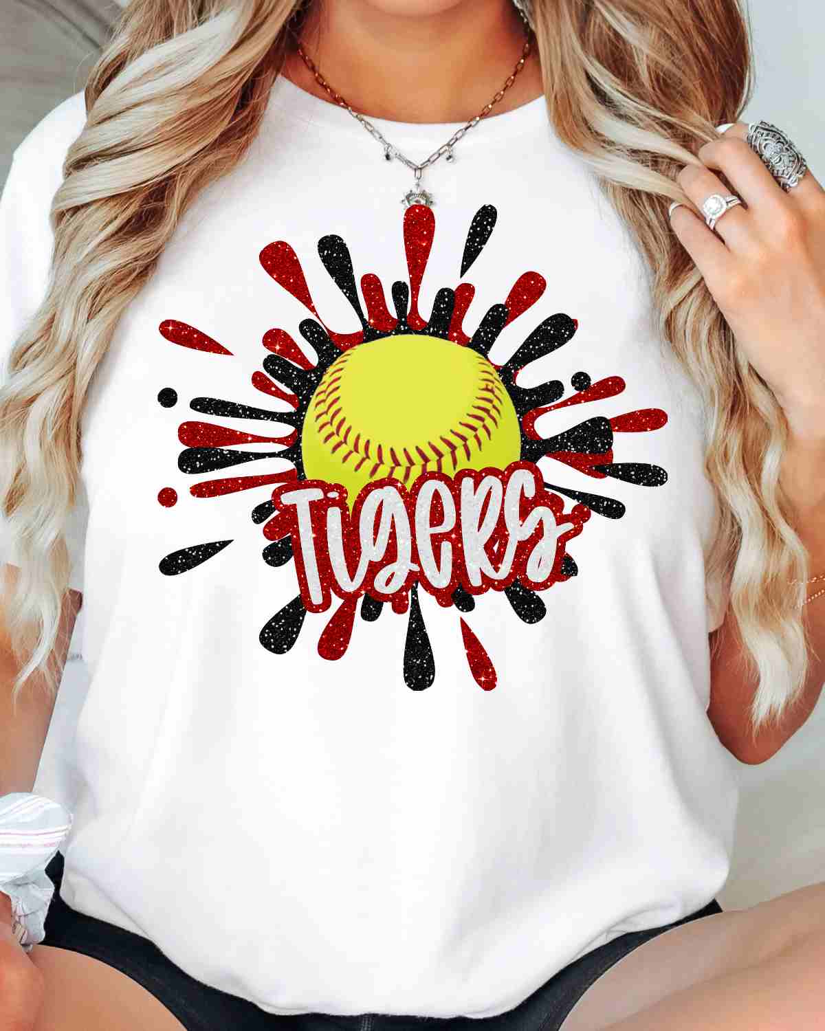 Tigers Softball Splatter DTF Transfer - Rustic Grace Heat Transfer Company