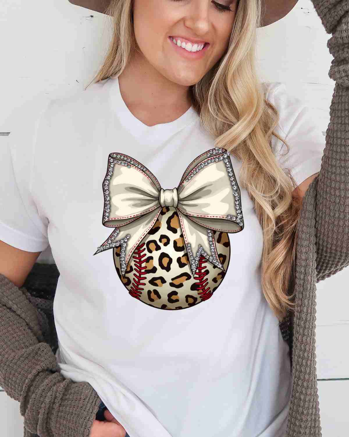 Leopard Baseball Coquette Bow DTF Transfer