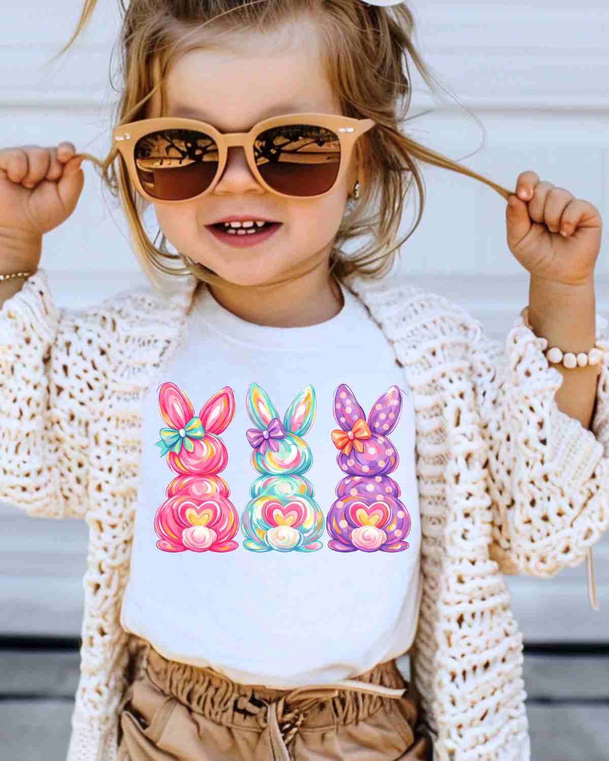 Three Colorful Bunnies DTF Transfer