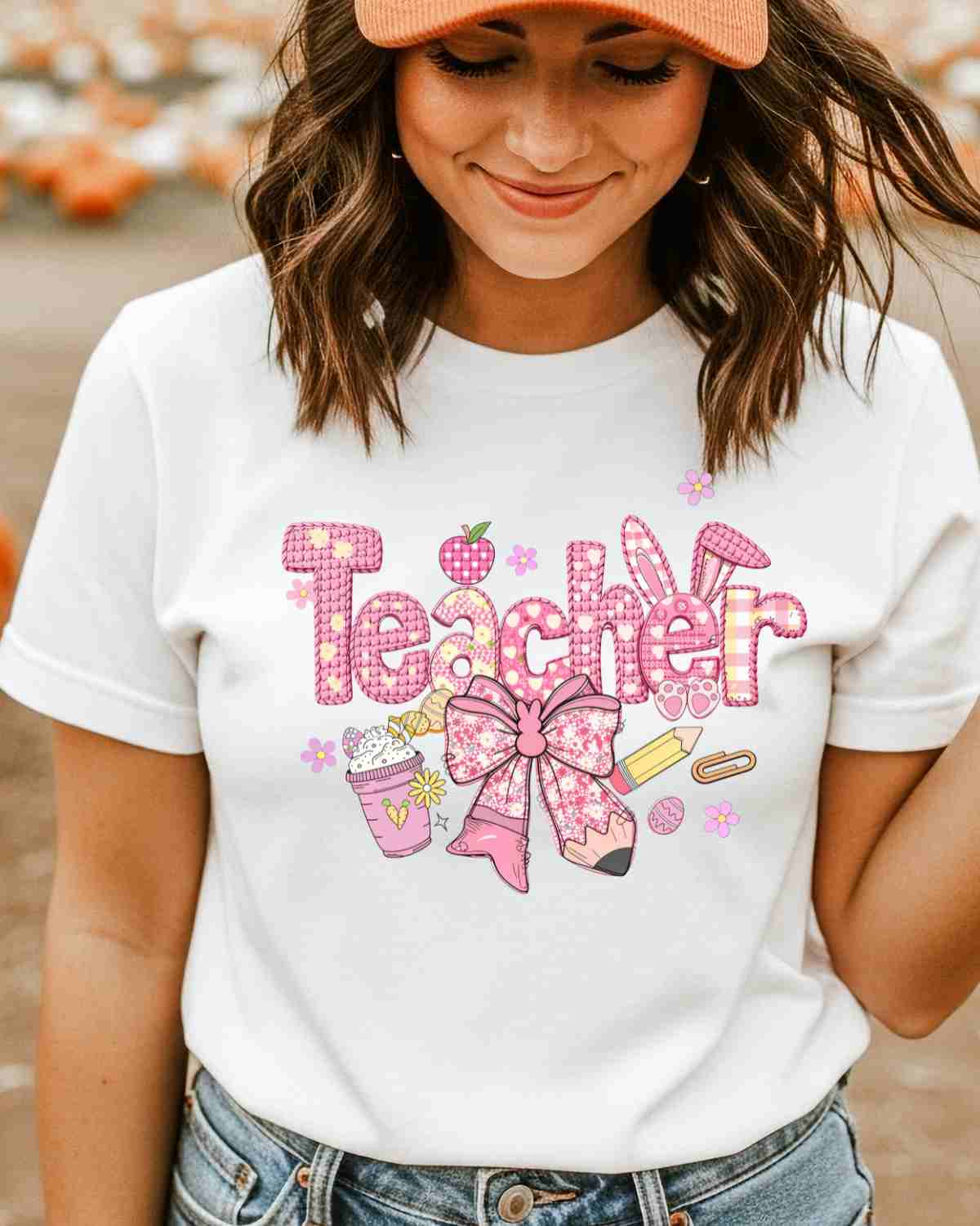 Easter Teacher Bow DTF Transfer - Rustic Grace Heat Transfer Company