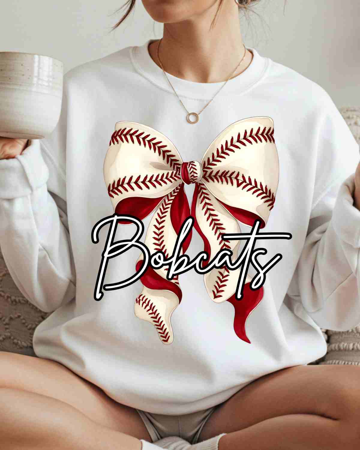 Bobcats Baseball Vintage Bow DTF Transfer - Rustic Grace Heat Transfer Company