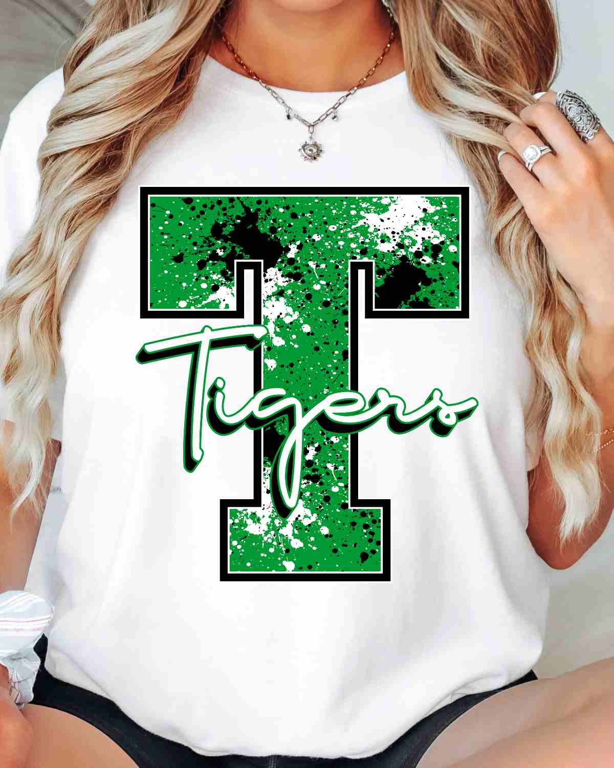 Letter T Tigers Splatter DTF Transfer - Rustic Grace Heat Transfer Company