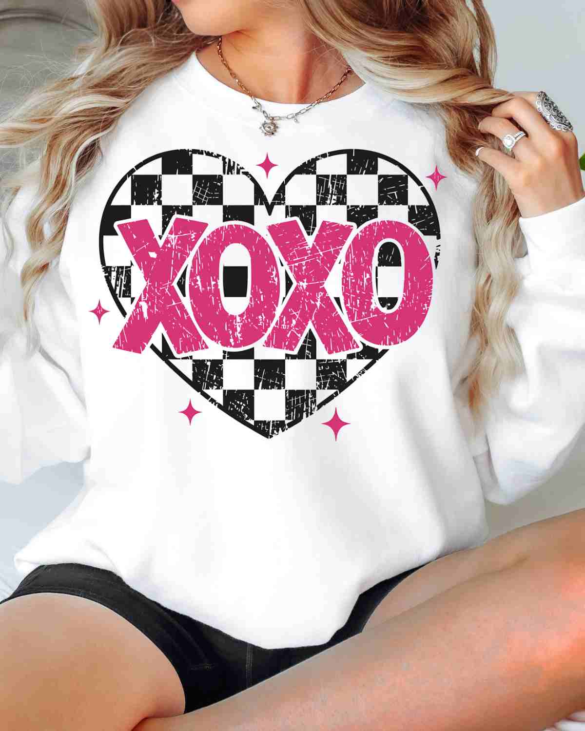 XOXO Checkered Heart DTF Transfer
