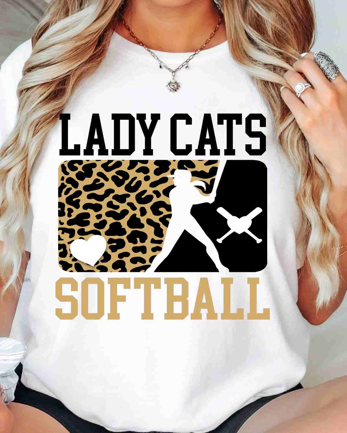 Lady Cats Softball Leopard Player DTF Transfer