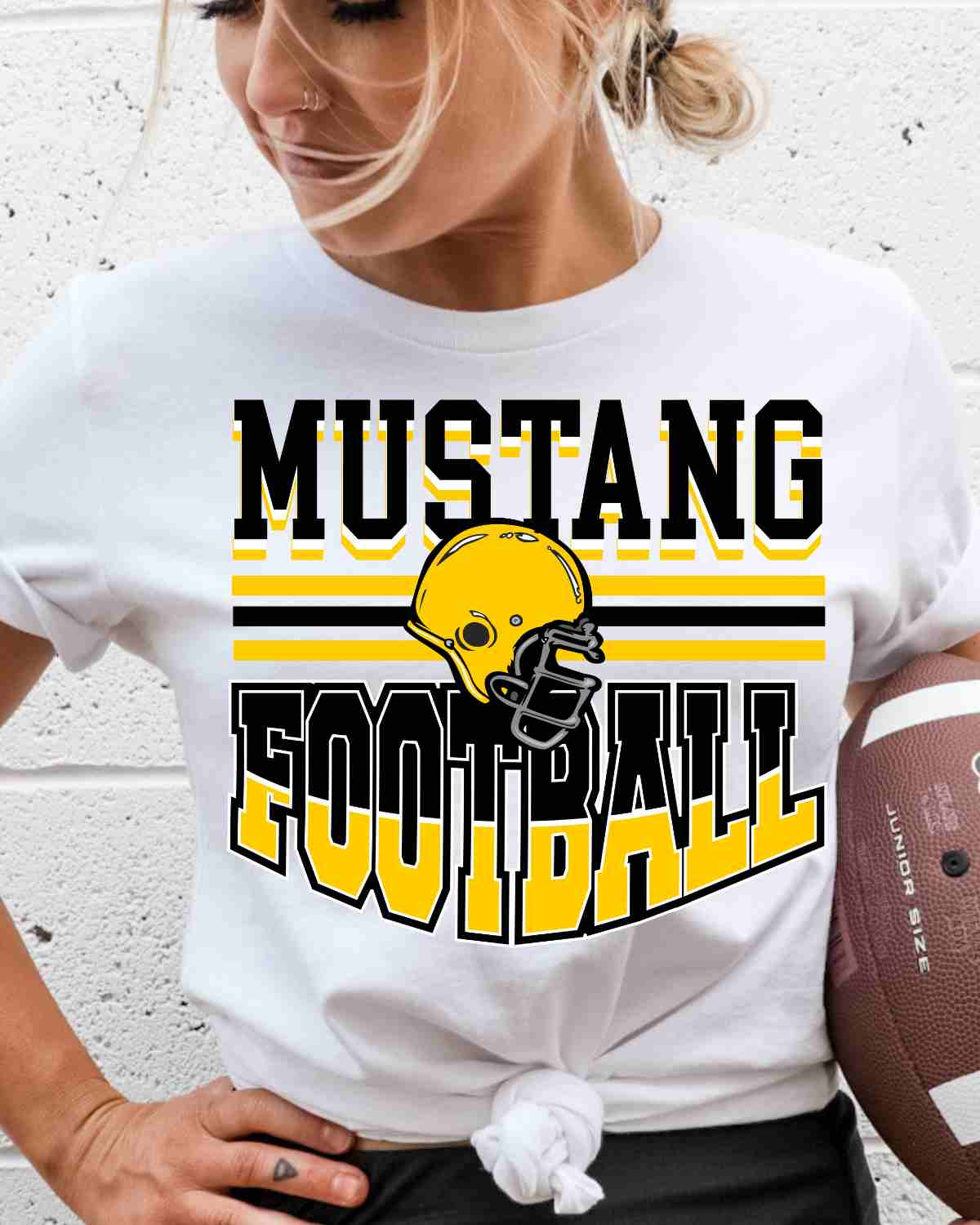 Mustang Football Helmet in middle DTF Transfer - Rustic Grace Heat Transfer Company