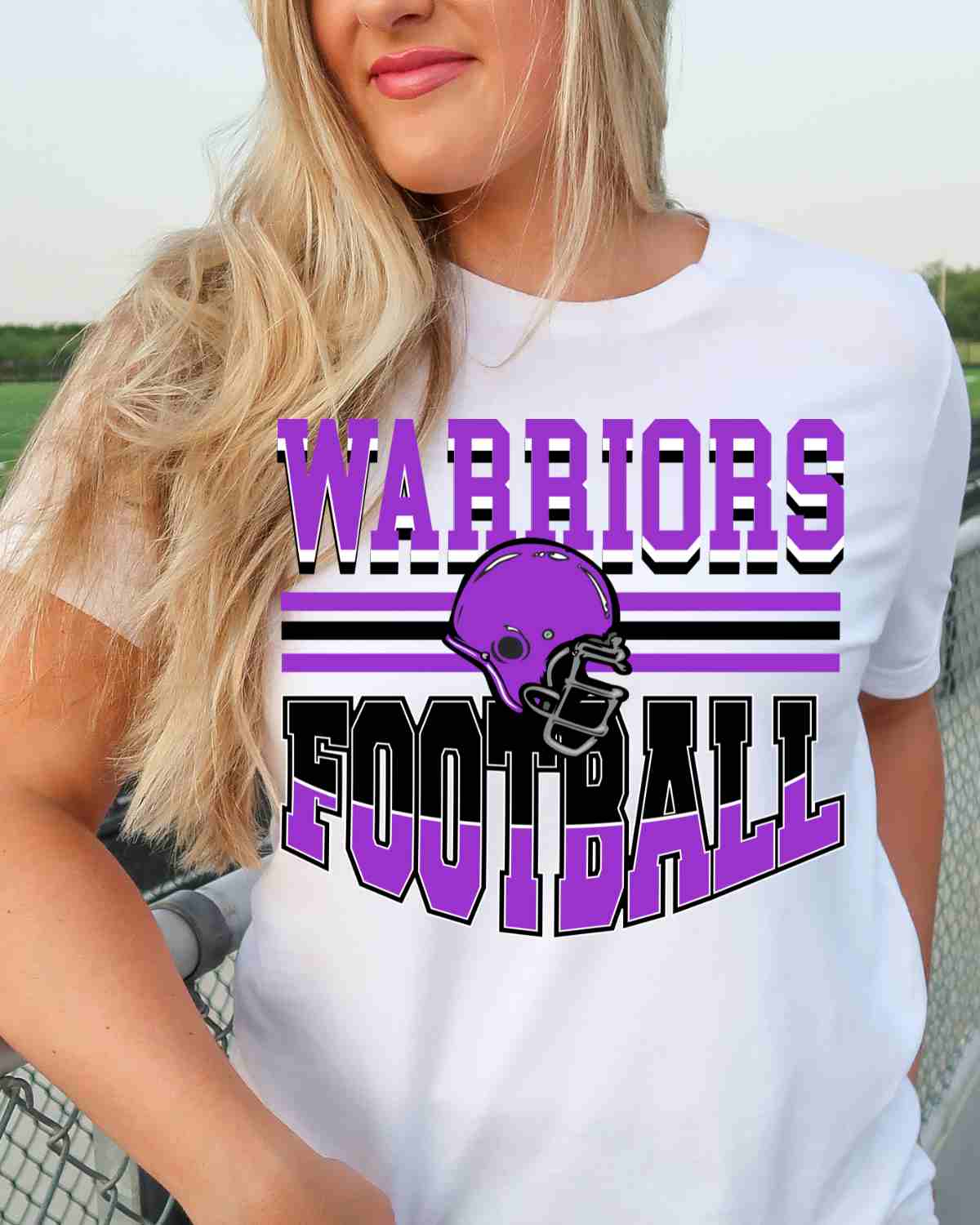 Warriors Football Helmet in Middle DTF Transfer