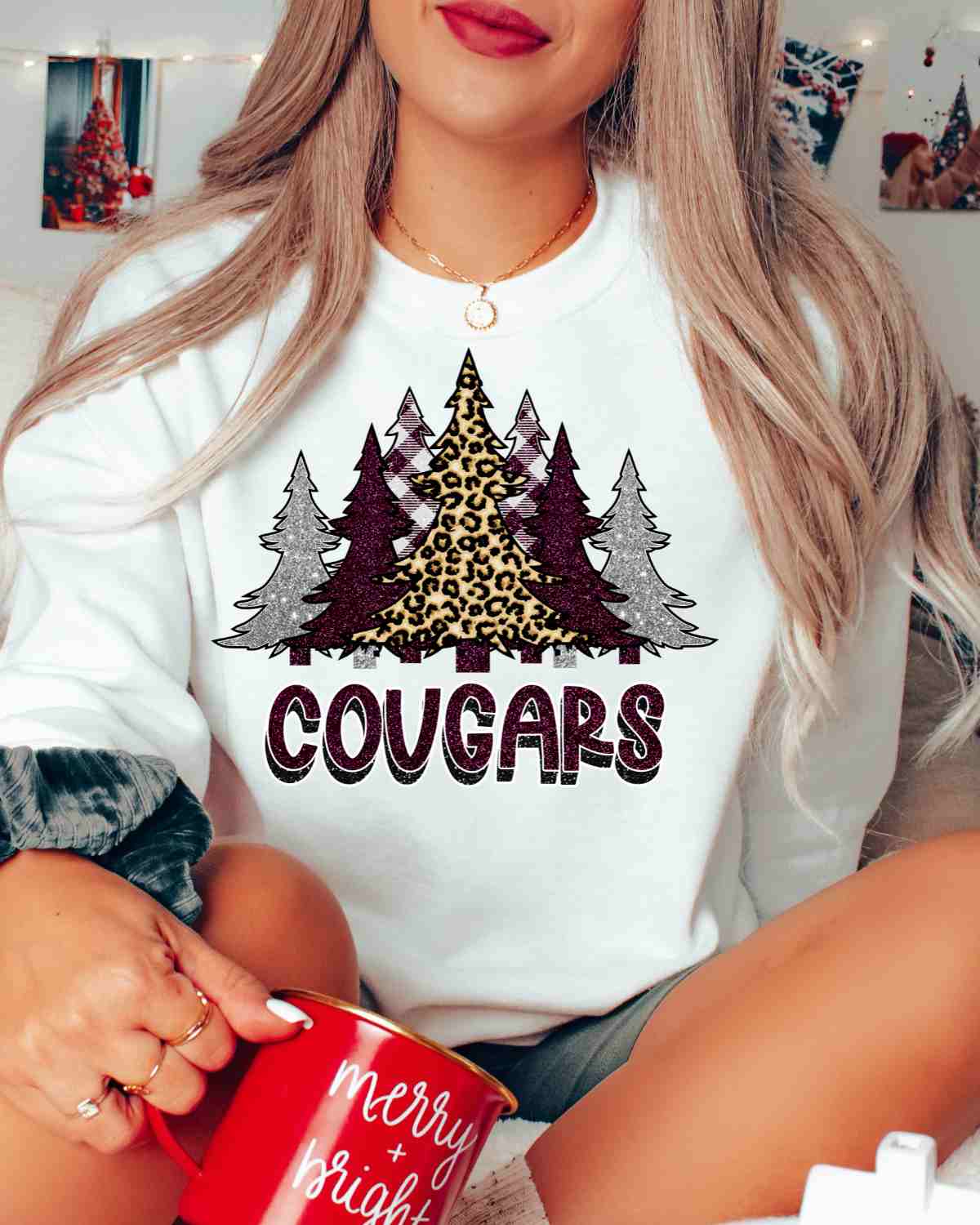 Cougars Christmas Trees DTF Transfer