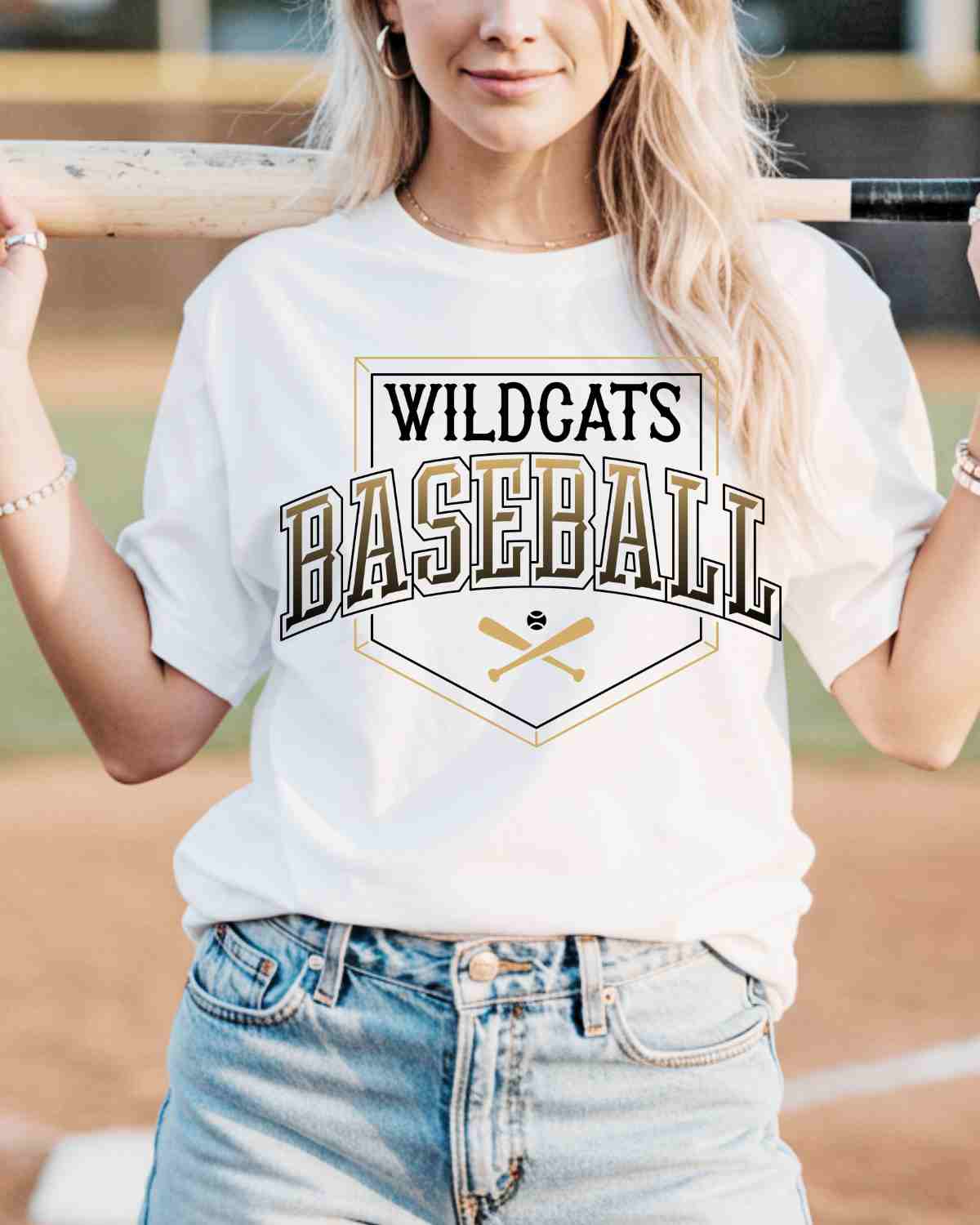 Wildcats Baseball Home Plate Outline DTF Transfer - Rustic Grace Heat Transfer Company