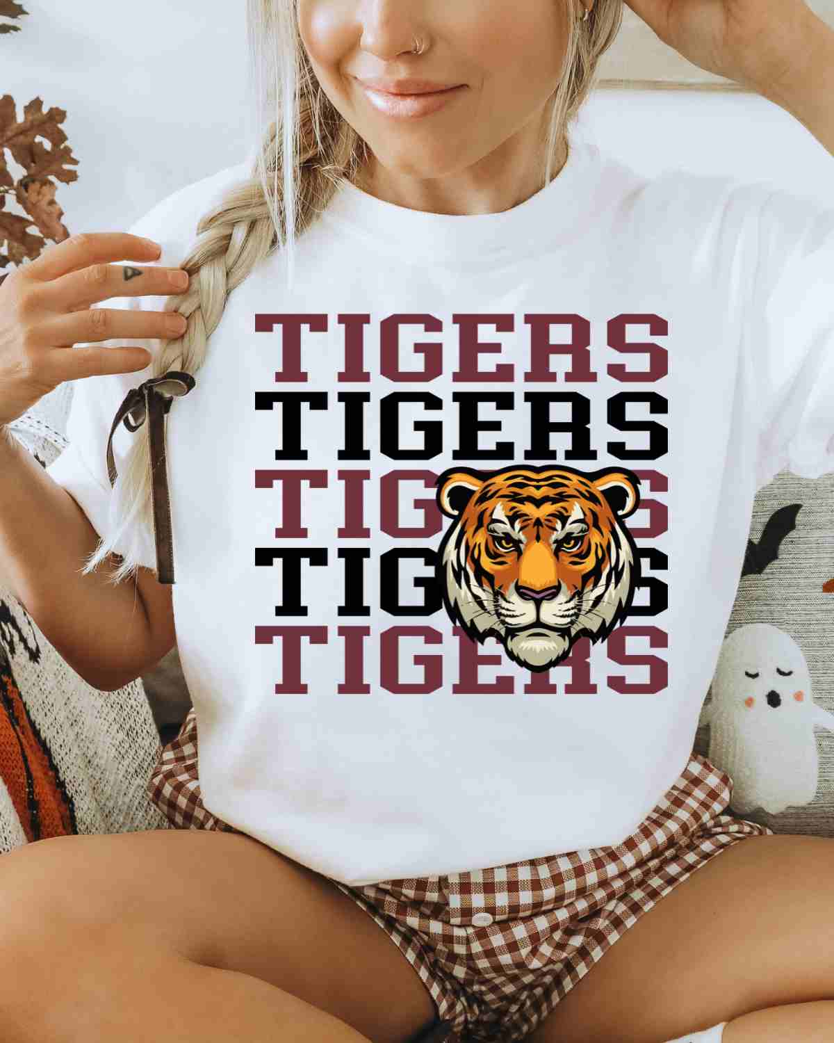 Tigers Repeat Logo DTF Transfer - Rustic Grace Heat Transfer Company