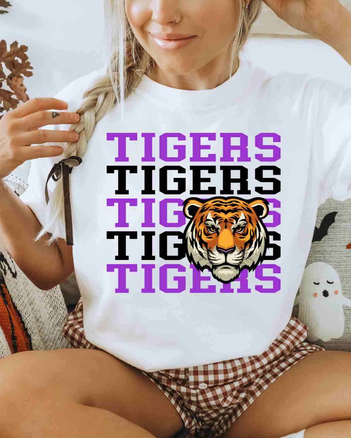 Tigers Repeat Logo DTF Transfer - Rustic Grace Heat Transfer Company