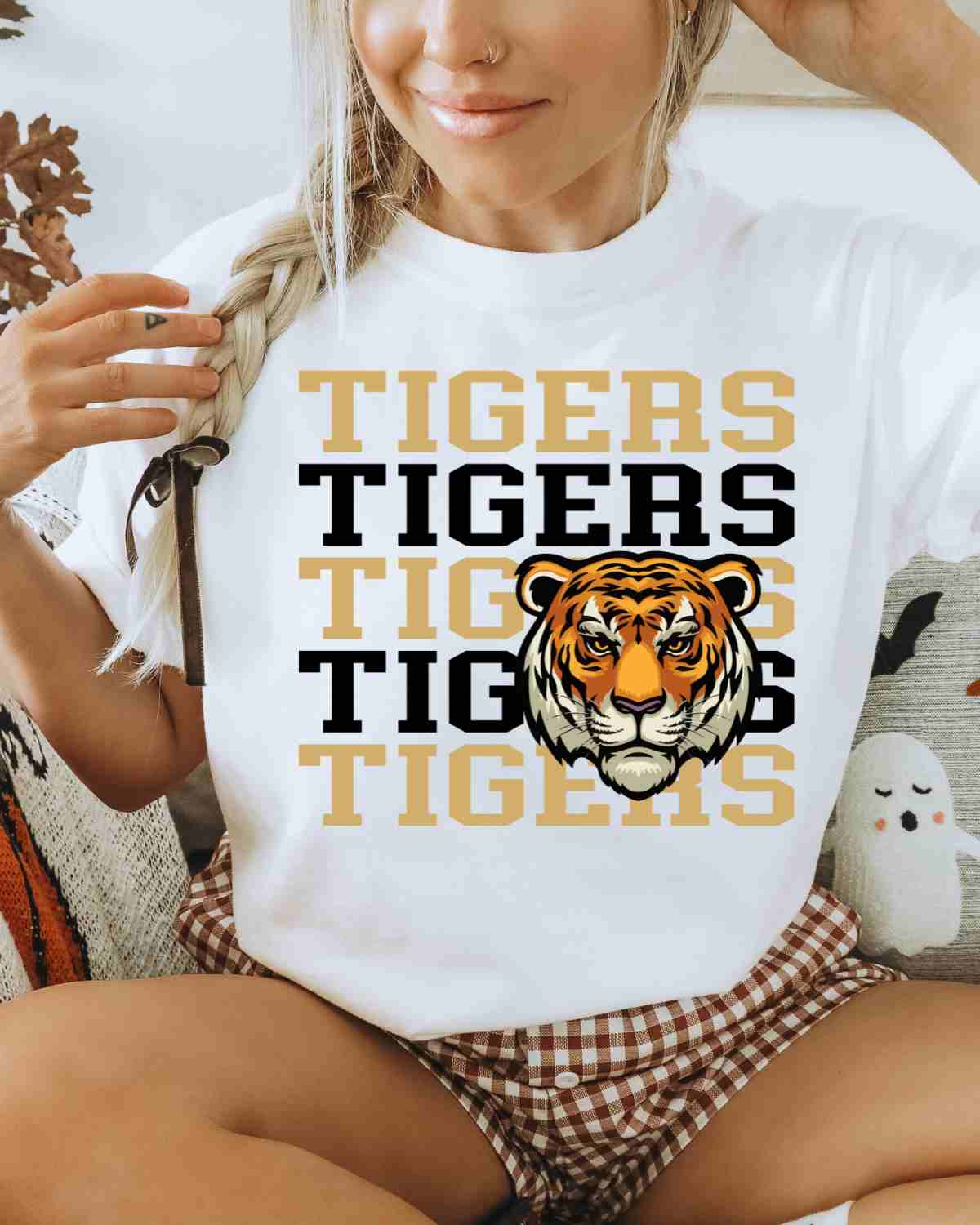 Tigers Repeat Logo DTF Transfer - Rustic Grace Heat Transfer Company