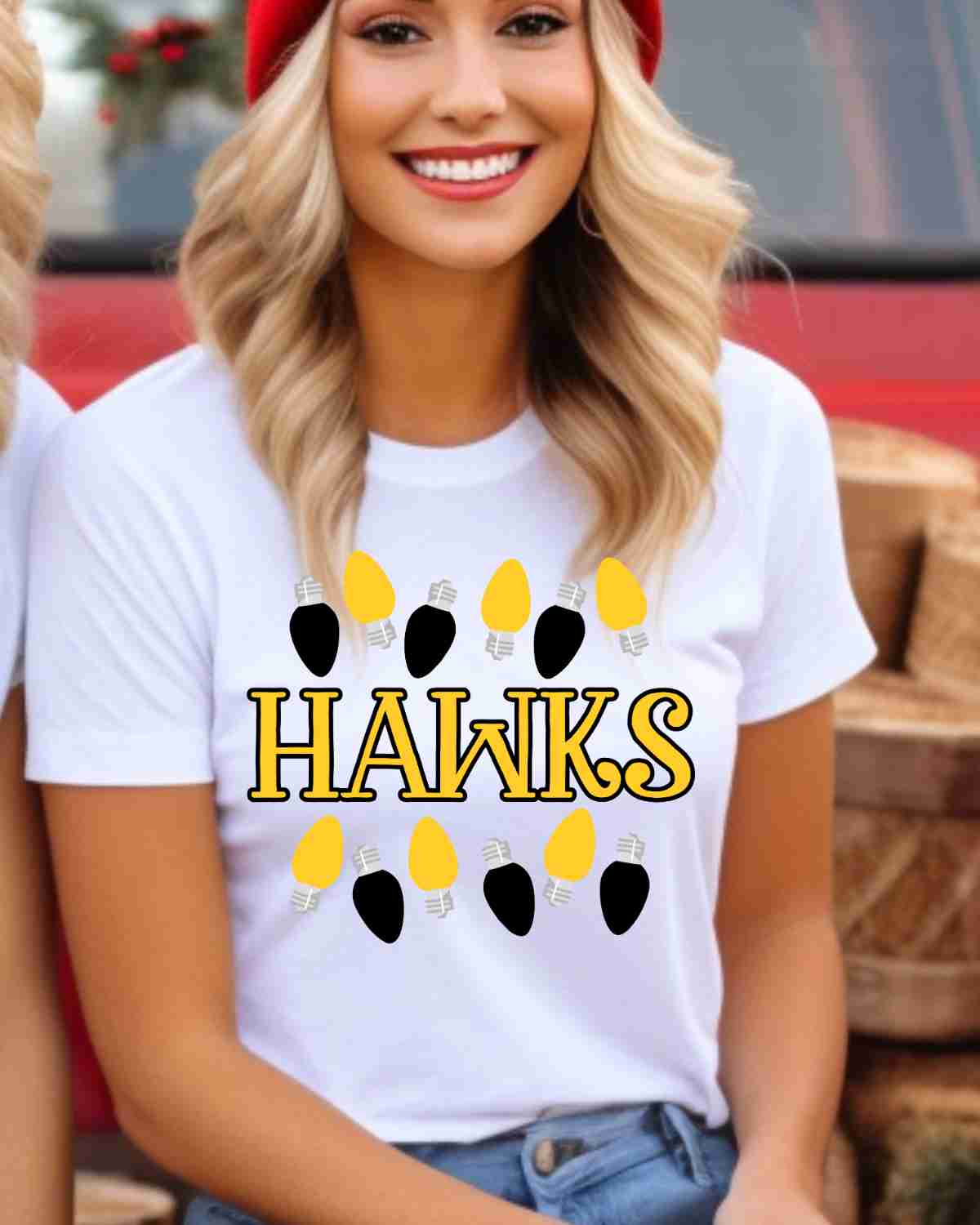 Hawks Christmas Lights DTF Transfer