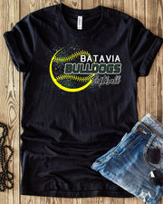 Batavia Bulldogs Softball Splatter DTF Transfer