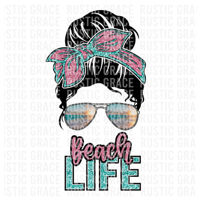 Beach Life Messy Bun Digital Download