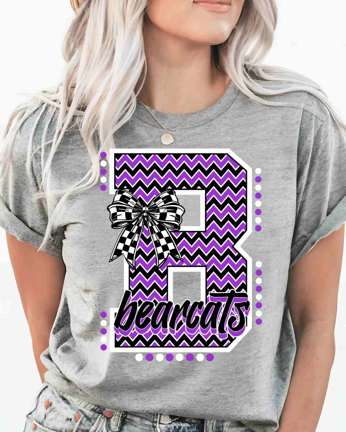 Bearcats Chevron Letter Bow DTF Transfer