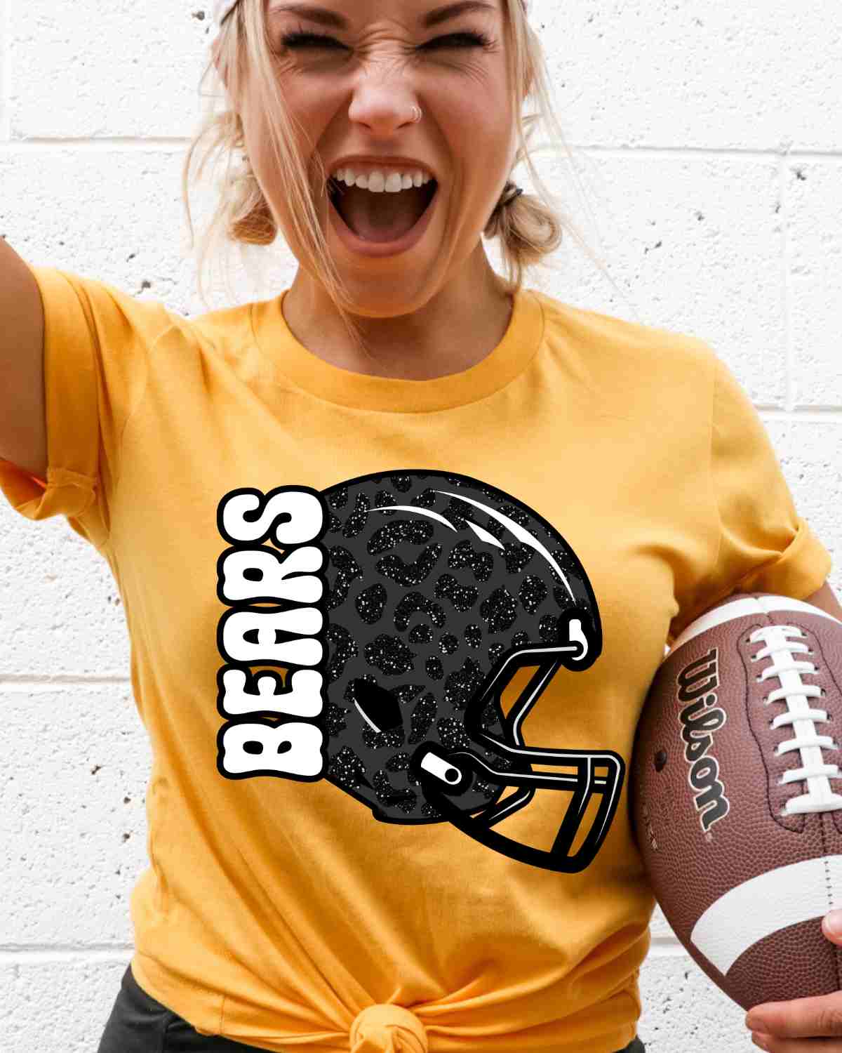 Bears Leopard Football Helmet DTF Transfer