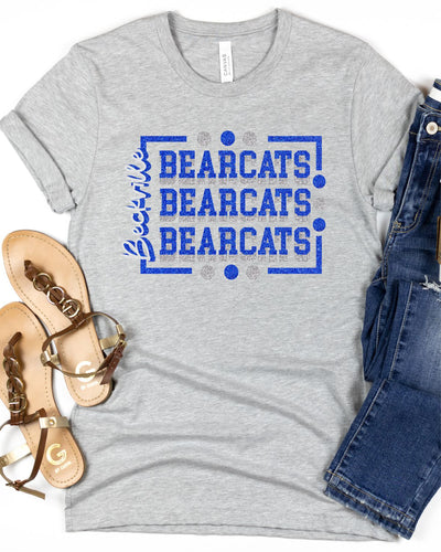 Beckville Bearcats Rectangle with Dots DTF Transfer