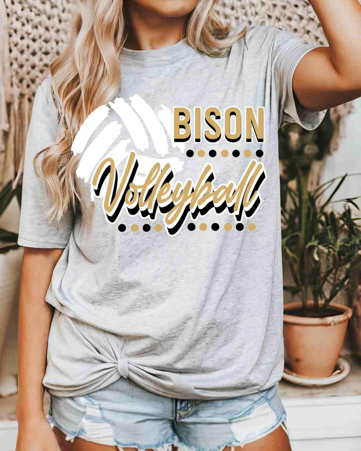 Bison Volleyball with Dots DTF Transfer