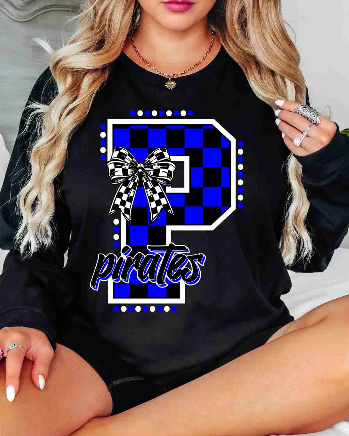 Pirates Checkered Letter Bow DTF Transfer