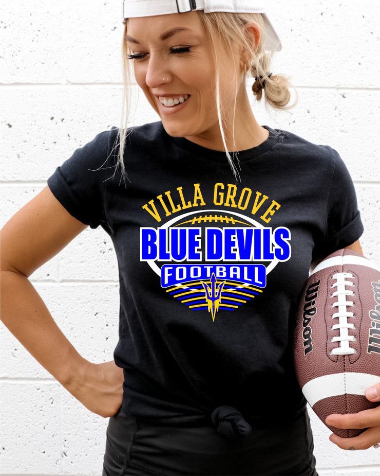 Villa Grove Blue Devils Football with Lines DTF Transfer