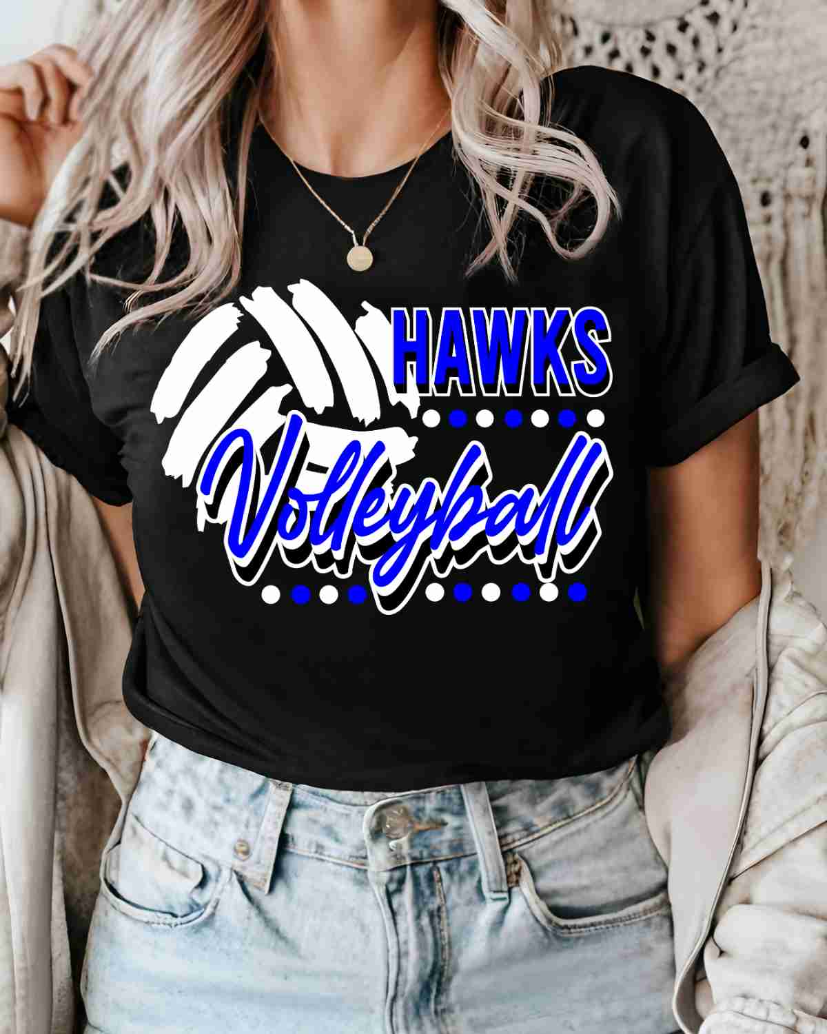 Hawks Volleyball Dots DTF Transfer