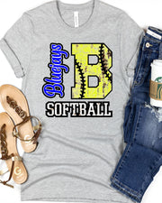 Bluejays Softball Rusted Letter DTF Transfer