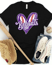 Bobcats Baseball Heart DTF Transfer