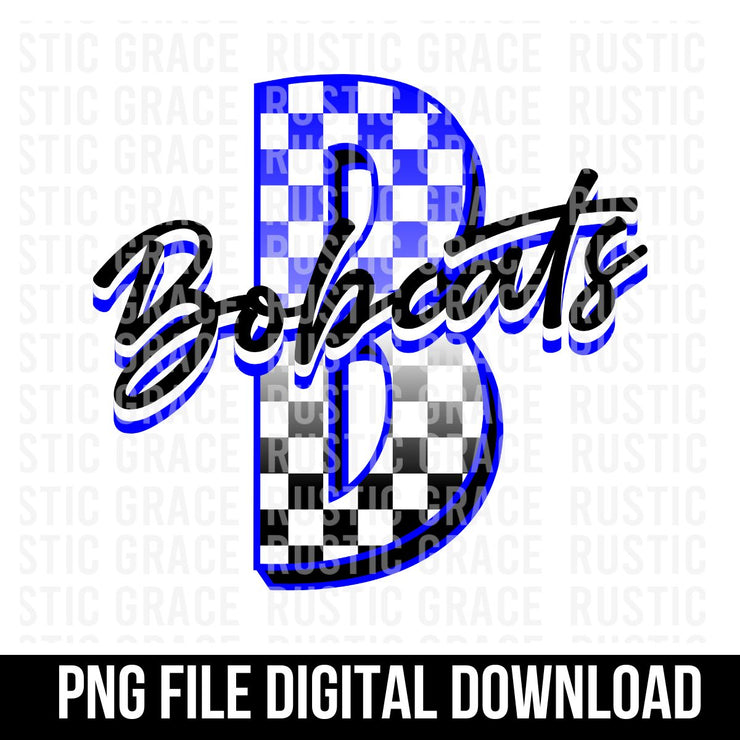 Bobcats Checkered Letter Digital Download