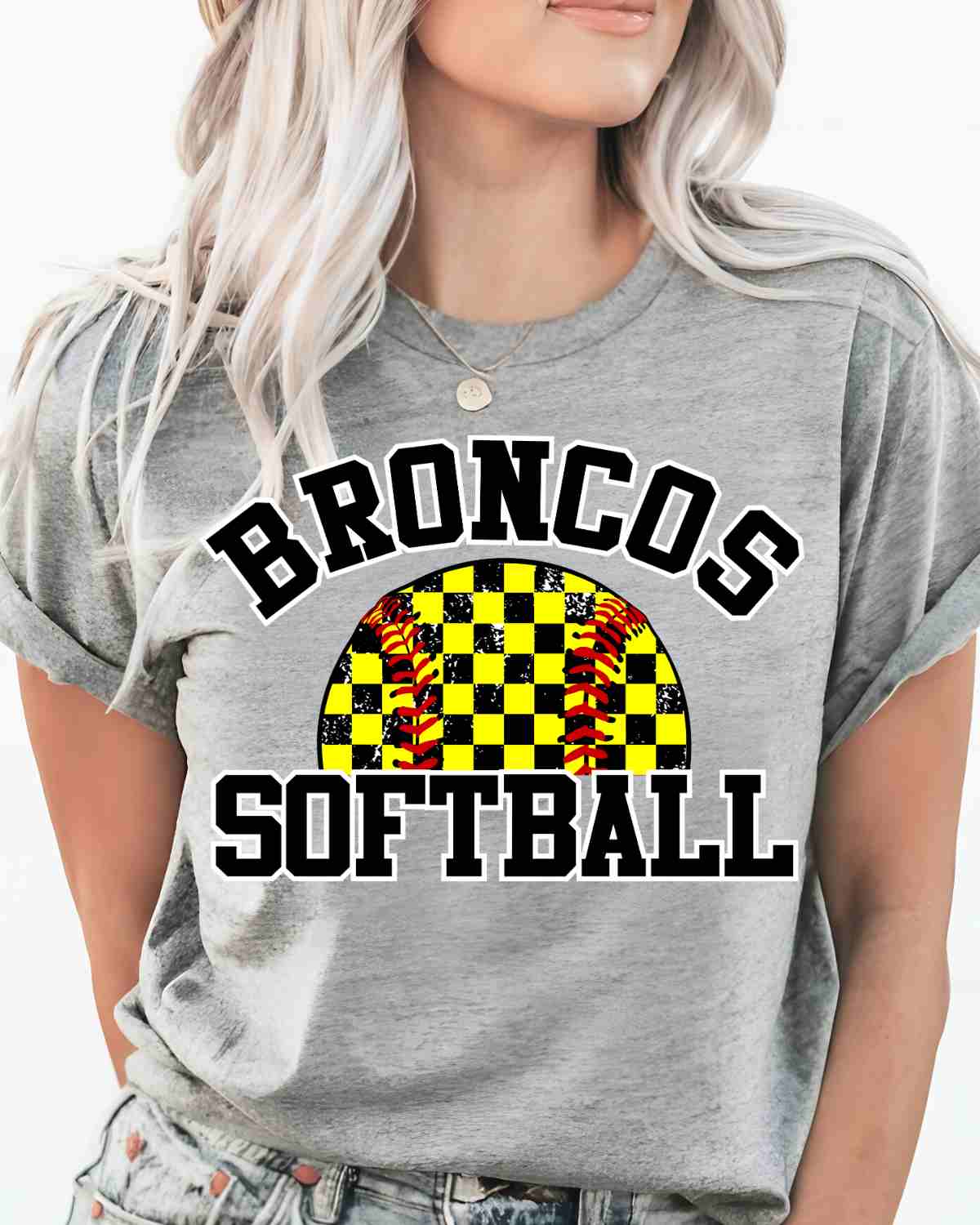 Broncos Softball Checkered DTF Transfer