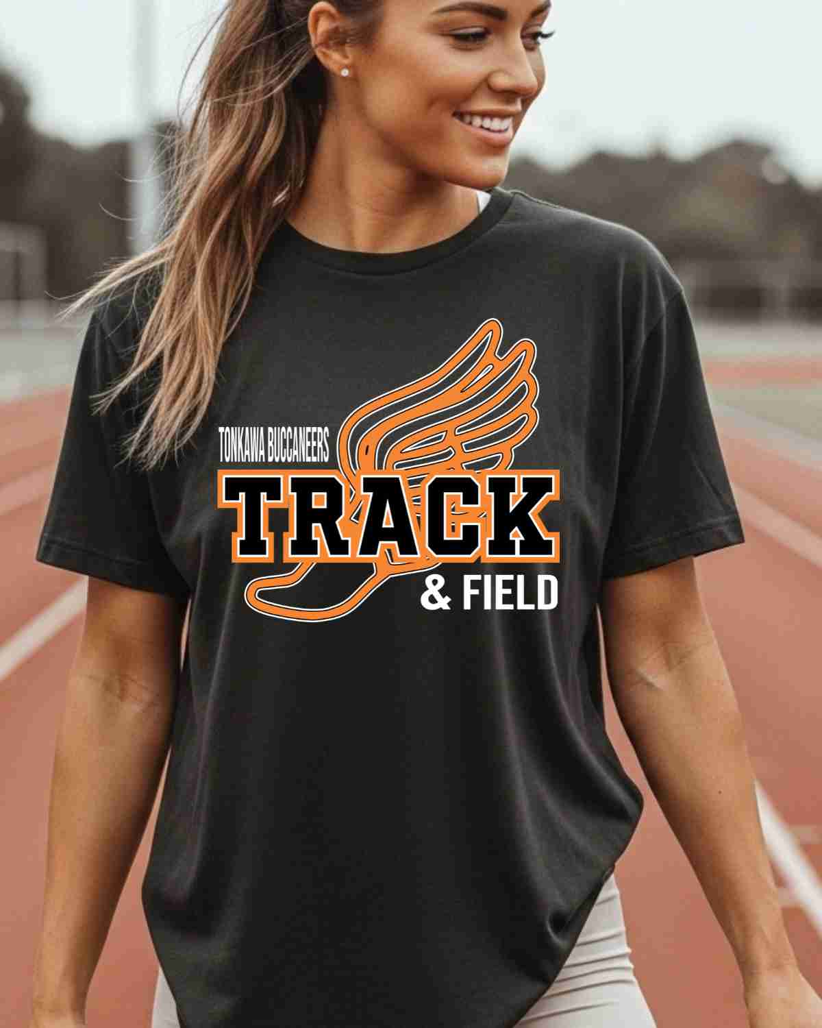 Tonkawa Buccaneers Track Winged Shoe DTF Transfer - Rustic Grace Heat Transfer Company