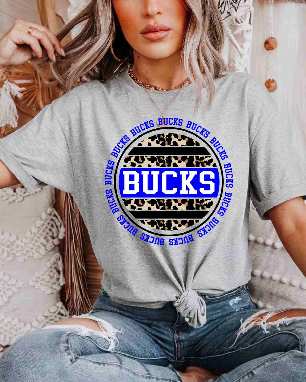 Bucks Leopard Circle DTF Transfer - Rustic Grace Heat Transfer Company